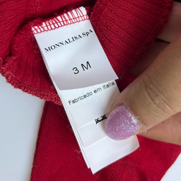 Monnalisa Red Bow Detail Little Girls Cardigan N276-90 - Picture 4 of 9